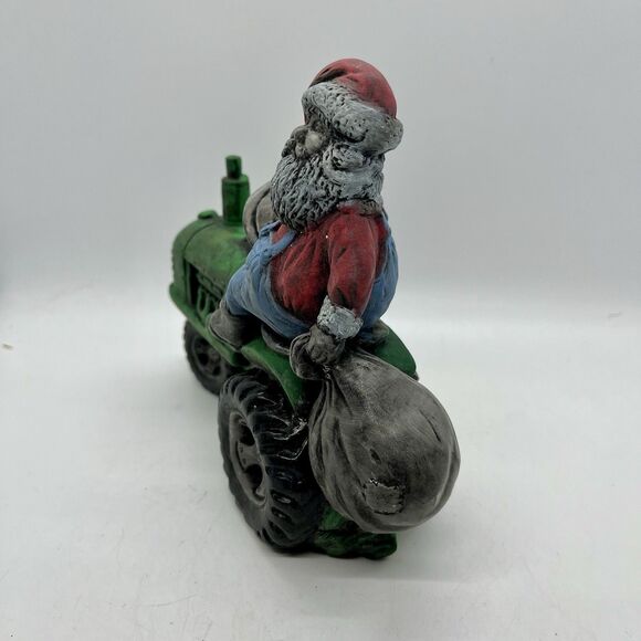 Vintage Hobbyist Ceramic Santa On Tractor Figurine 7” Christmas Rustic Country - Picture 3 of 6